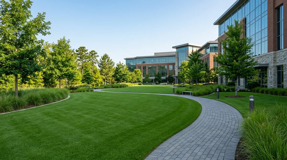 Corporate campus landscaping turf