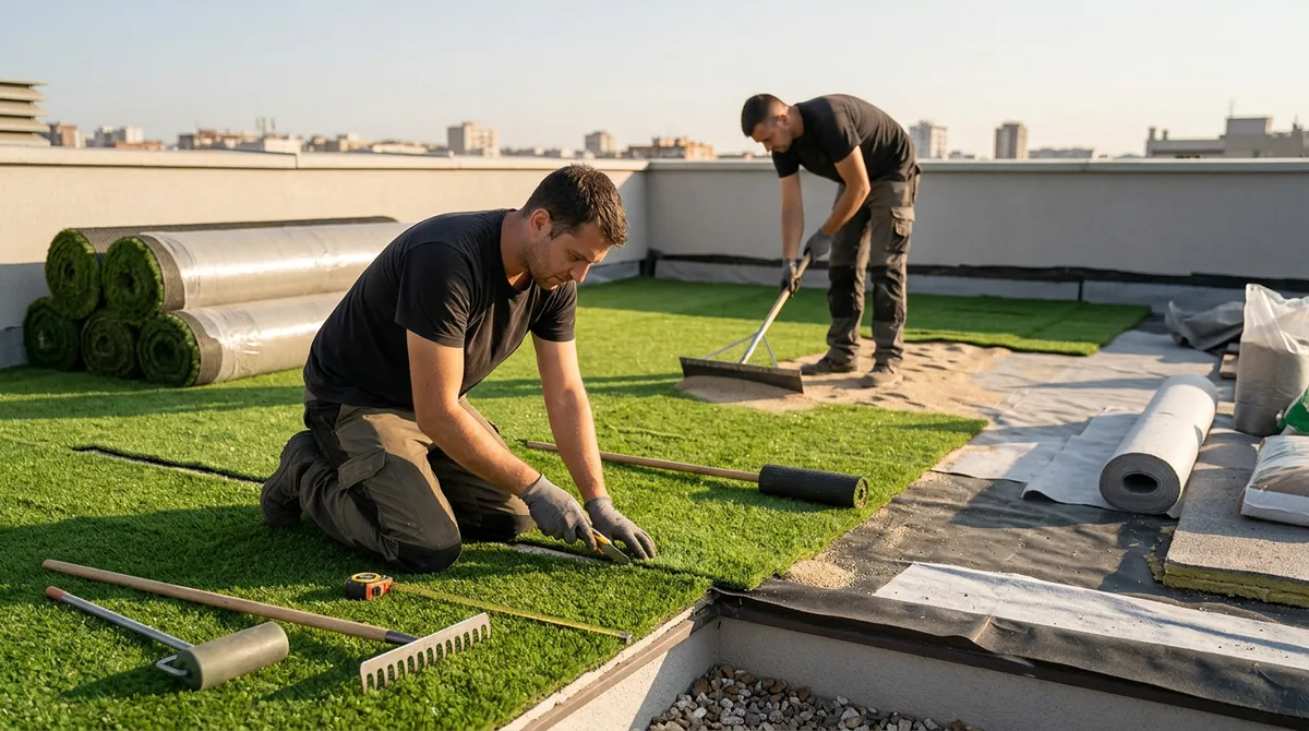 Rooftop terrace turf design