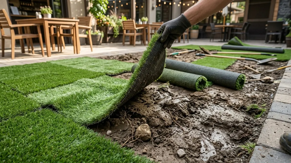 Restaurant patio artificial grass