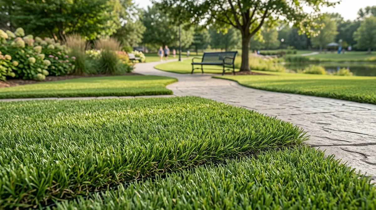 Municipal park synthetic grass
