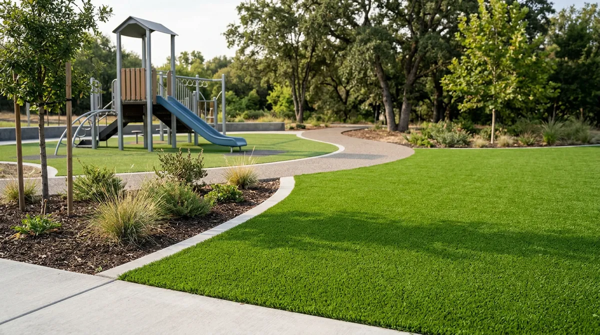 Municipal park synthetic grass