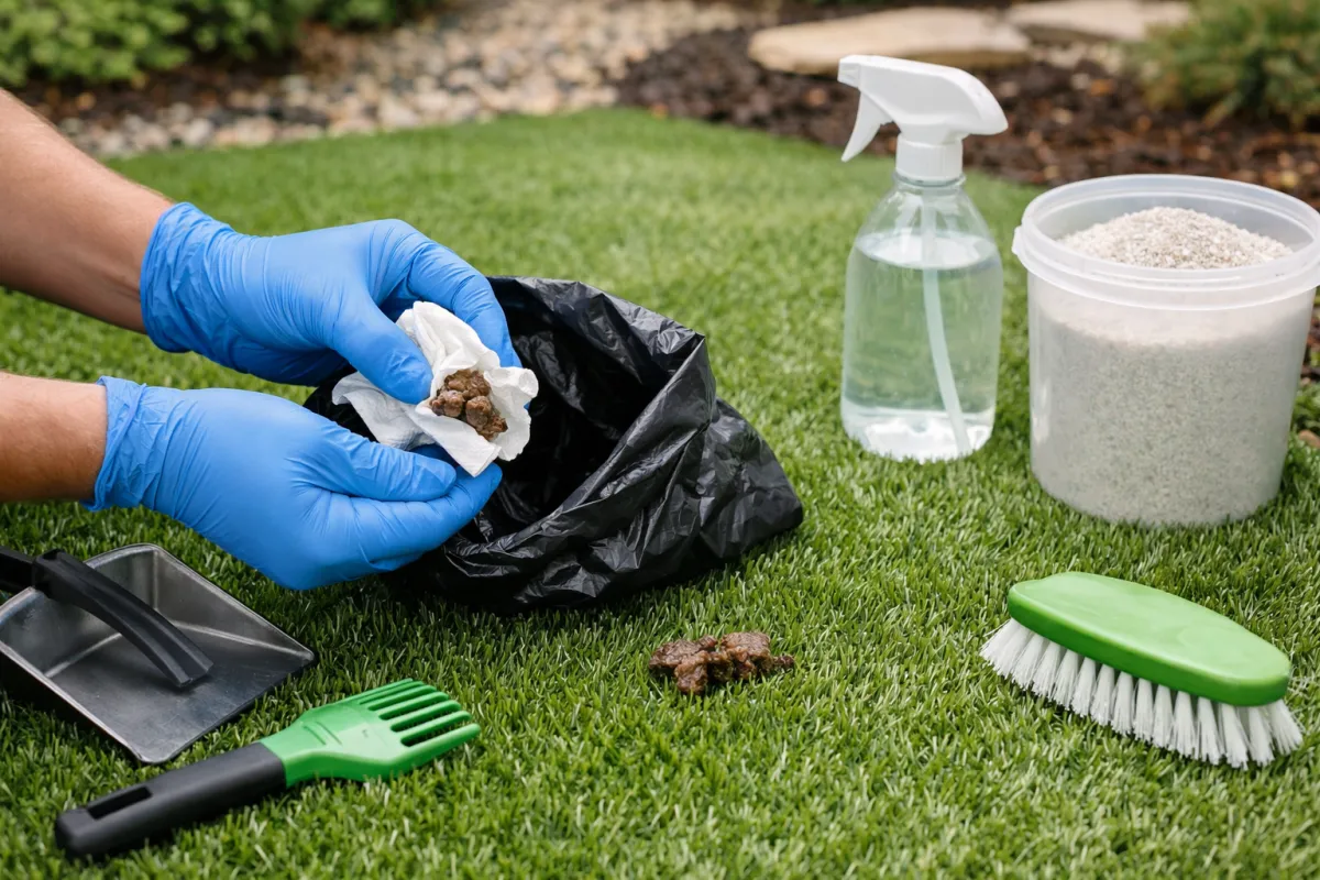 Cleaning artificial turf from pet waste