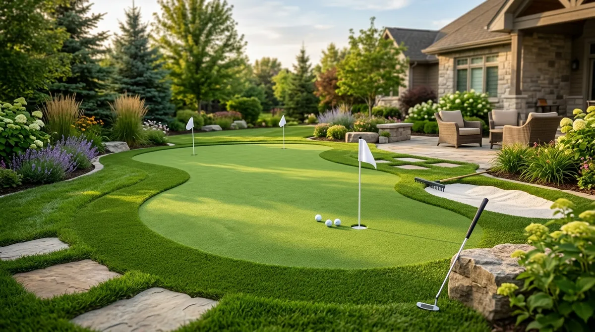 Backyard golf practice greens