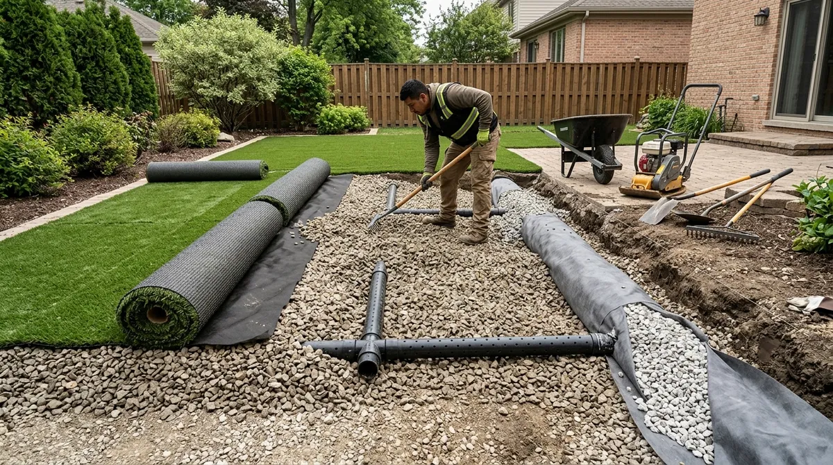 Synthetic grass drainage guide