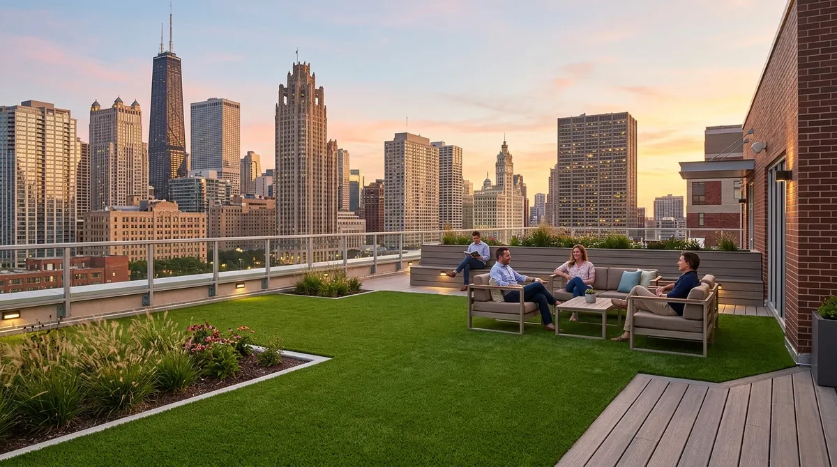 Chicago rooftop turf installation