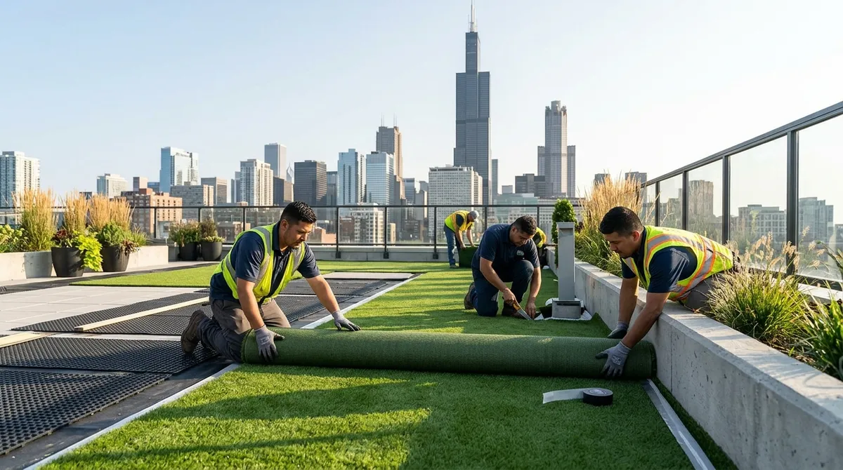 Chicago rooftop turf installation