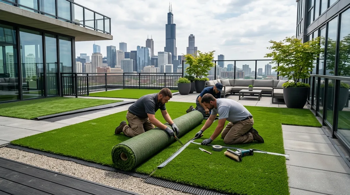 Chicago rooftop turf installation