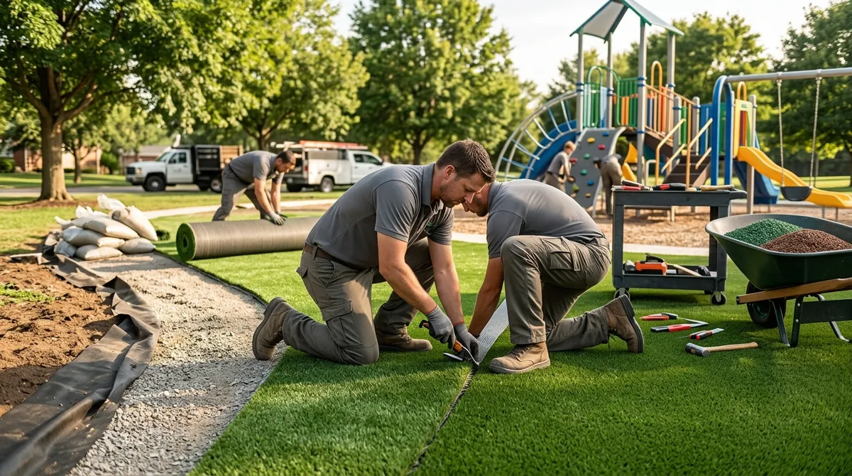 Playground turf installers
