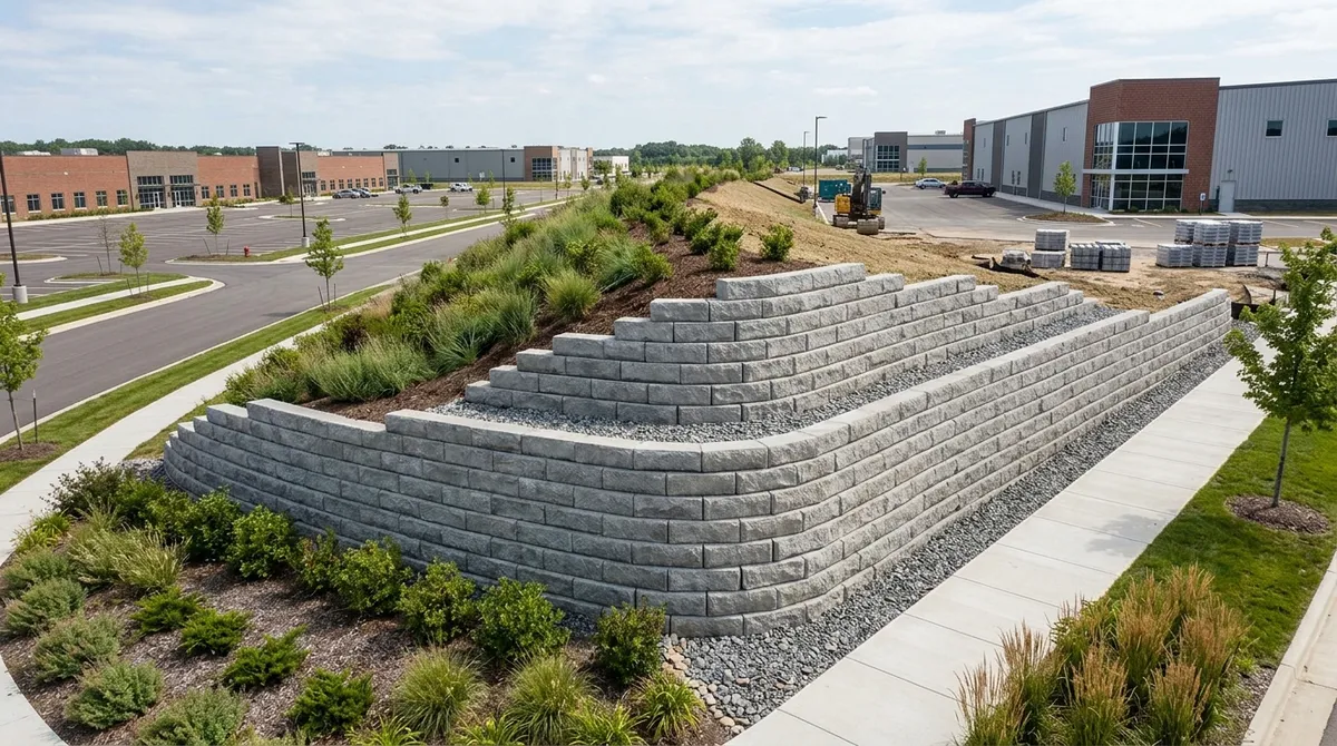 commercial concrete block retaining walls