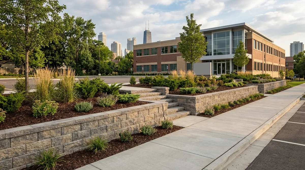 commercial landscape grading walls Chicago