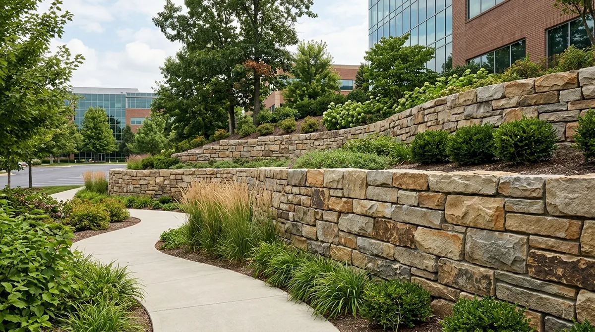 natural stone commercial retaining walls