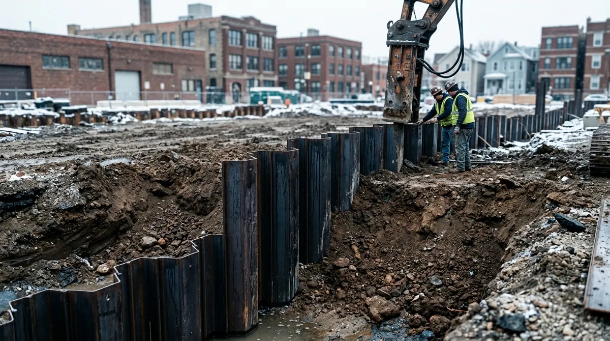 commercial sheet piling walls Chicago