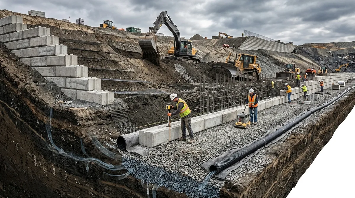 12 Key Steps for Large Scale Retaining Wall Installation