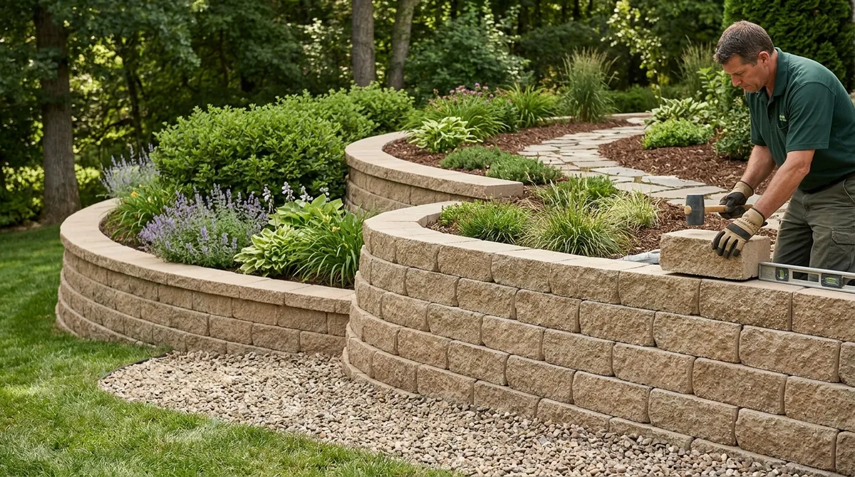 segmental retaining wall installation