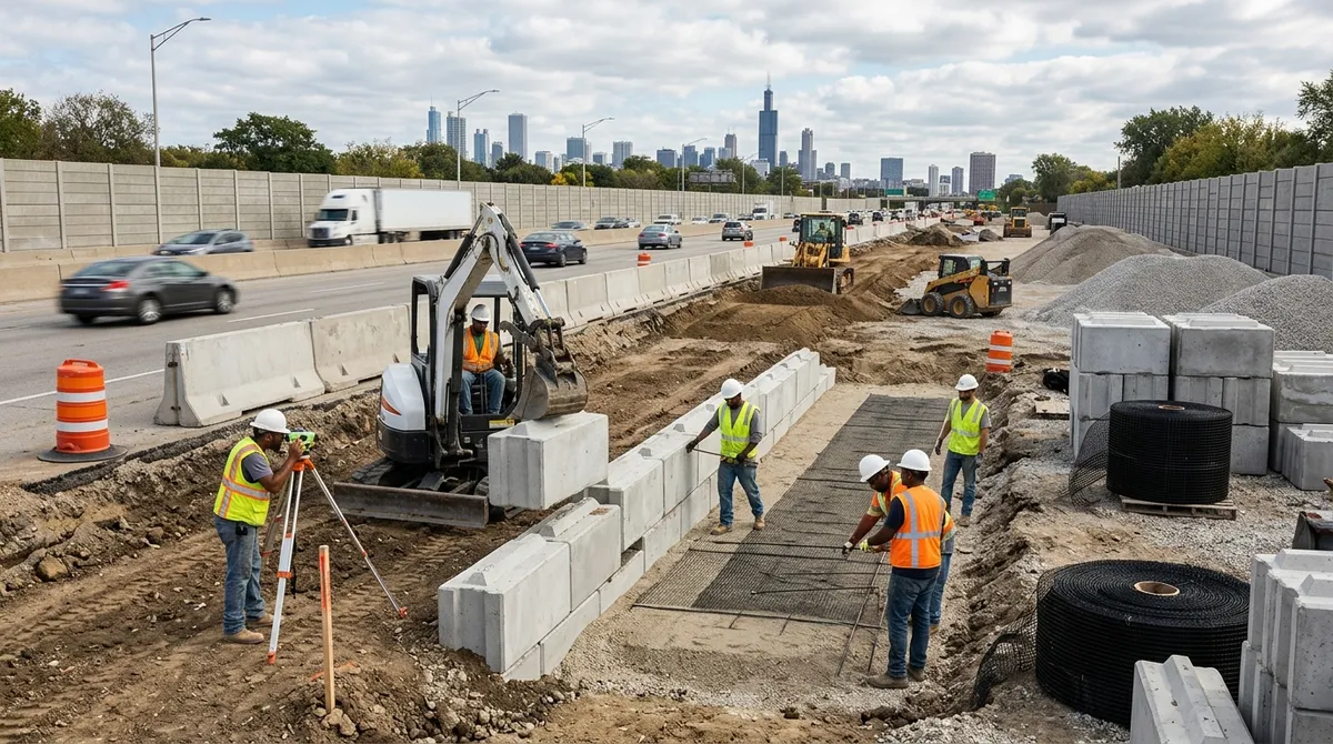 highway retaining wall contractors Chicago