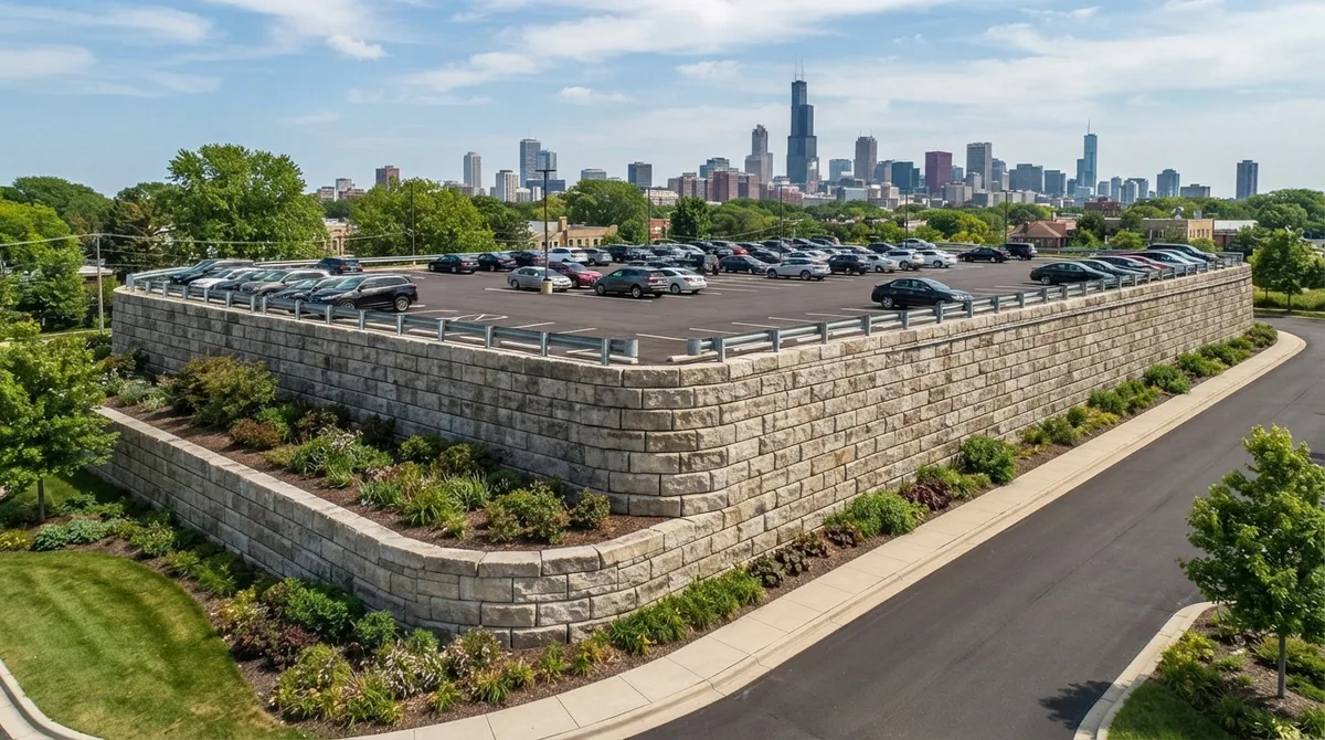 retaining walls for commercial parking lots Chicago