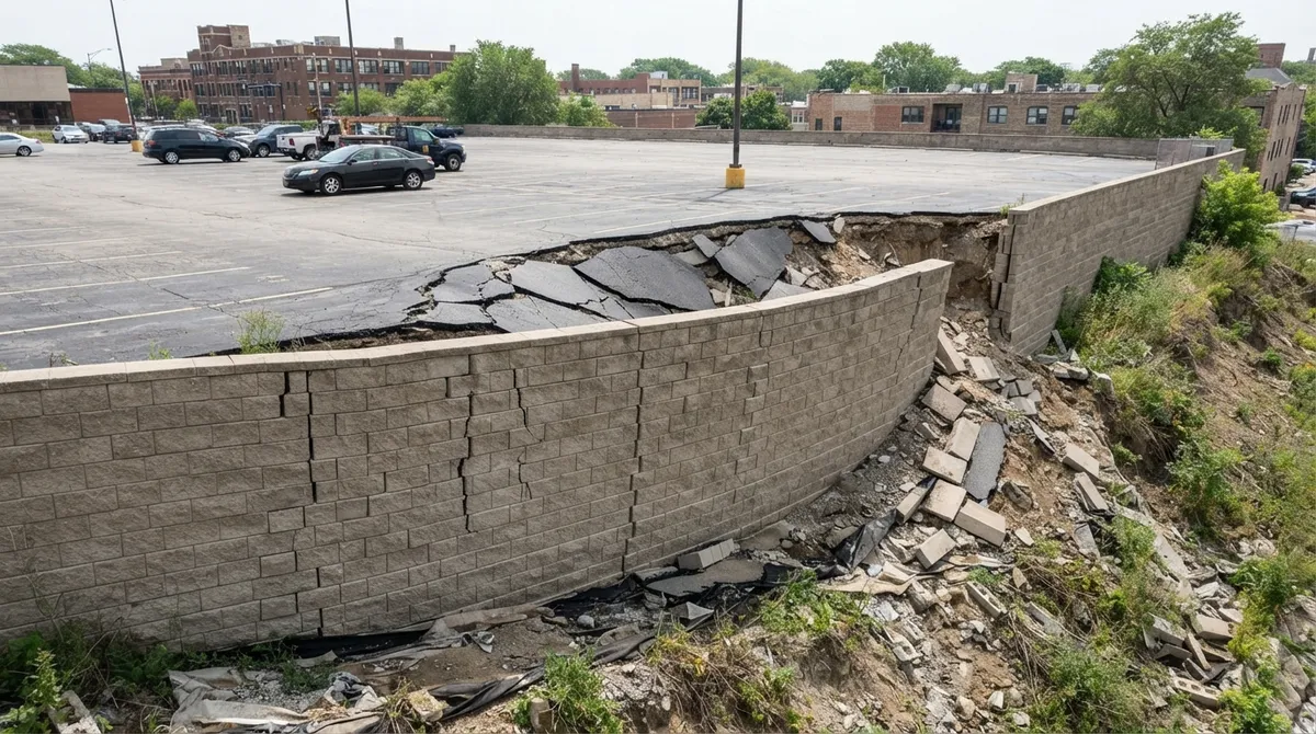 retaining walls for commercial parking lots Chicago