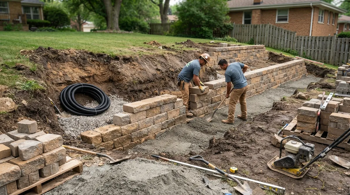 retaining wall installation