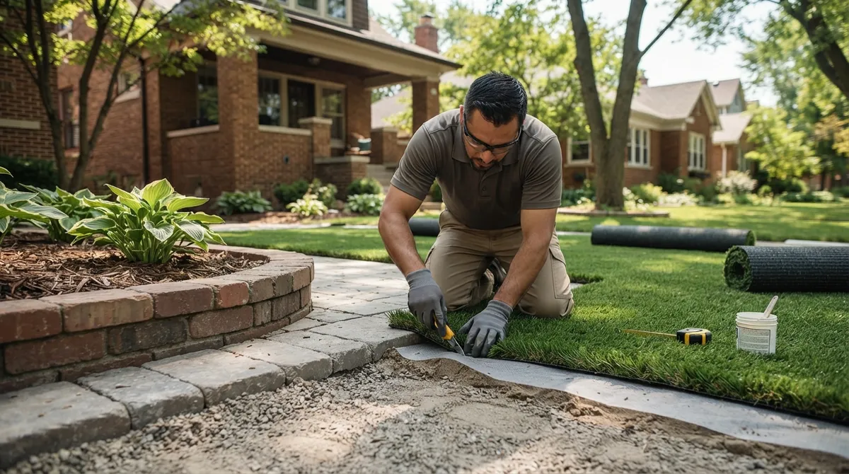synthetic lawn installation