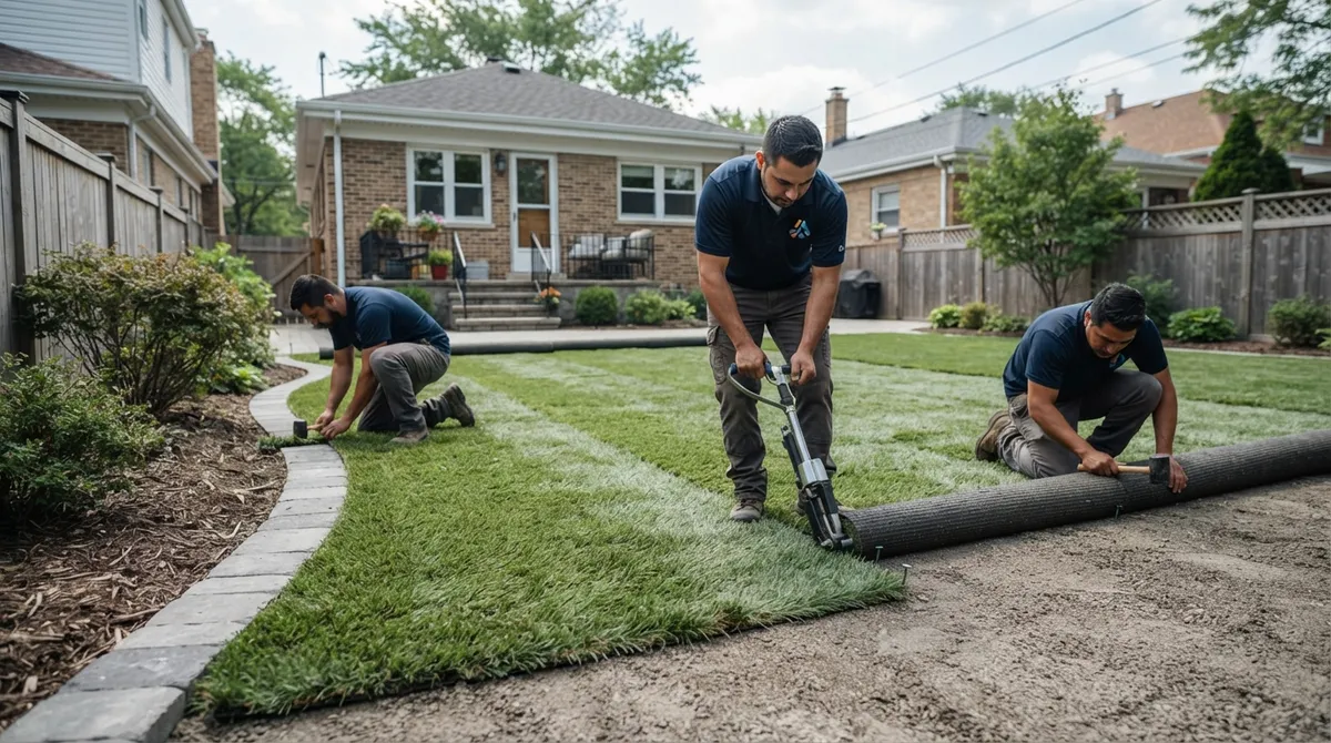 faux grass installation