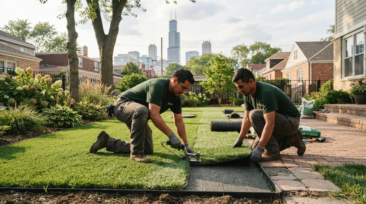 faux grass installation