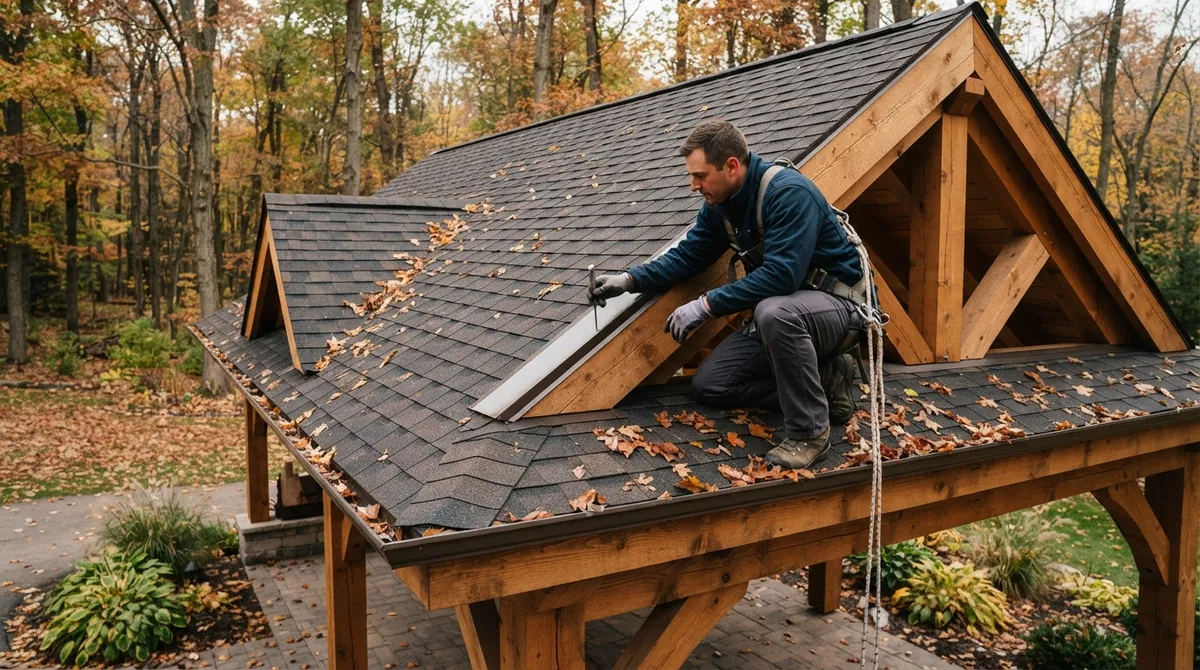 pavilion roof inspection before snowfall