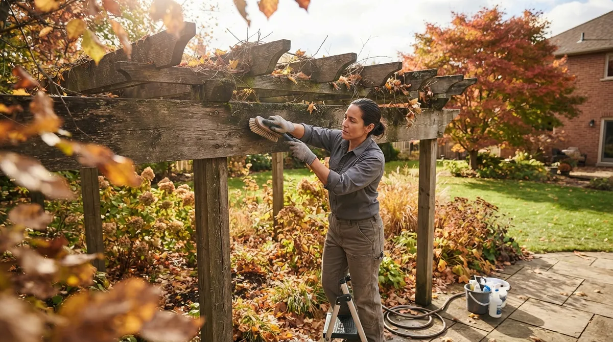 fall cleaning for pergola beams and posts